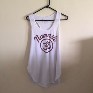 “Namaste” peaceful warrior white tank top XL